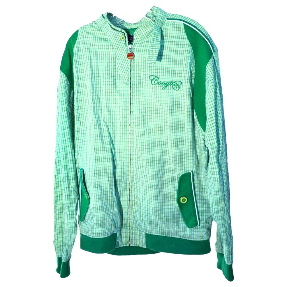 COOGI Green & White Plaid Embroidered Zip-Front Jacket